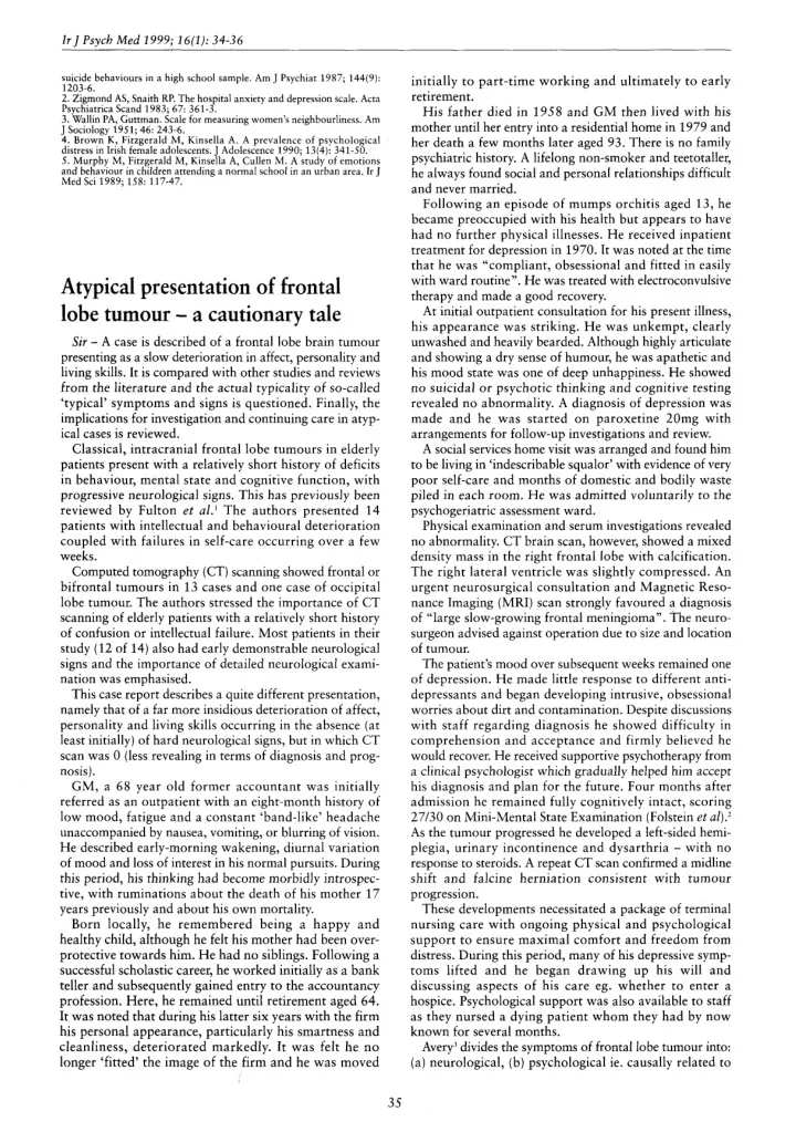 lobe tumour a cautionary tale