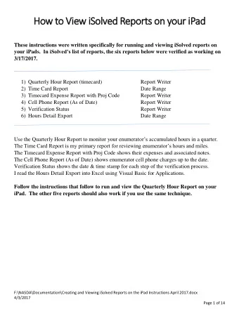 How to View iSolved Reports on your iPad  These instructions were written specifically for running