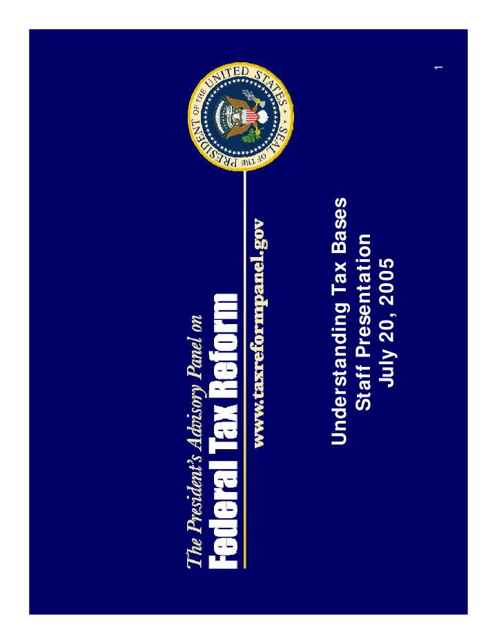 understanding tax bases staff presentation july 20 2005