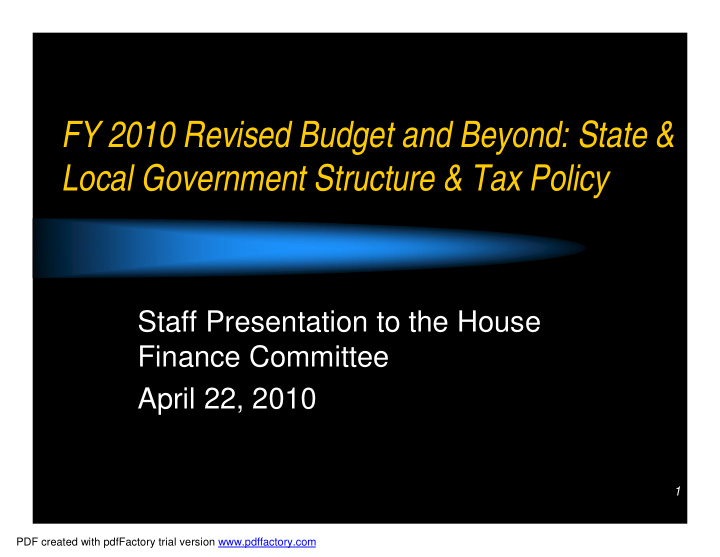 fy 2010 revised budget and beyond state local government