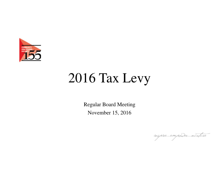 2016 tax levy