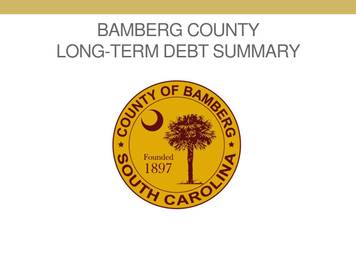 bamberg county long term debt summary the purpose of this