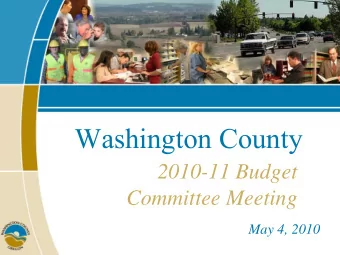 Washington County  2010-11 Budget  Committee Meeting  May 4, 2010  Meeting Agenda  Meeting Agenda