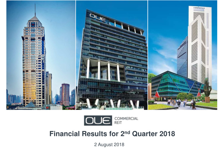 financial results for 2 nd quarter 2018
