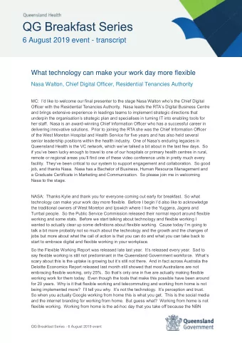QG Breakfast Series  6 August 2019 event - transcript  QG  What technology can make your work day