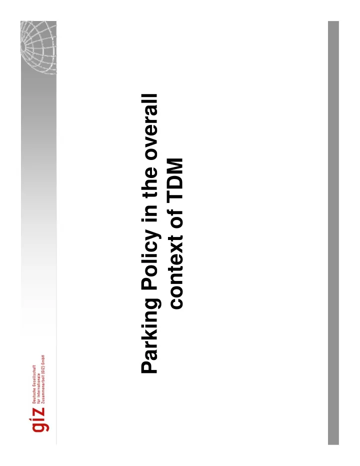 parking policy in the overall context of tdm y g seite 2
