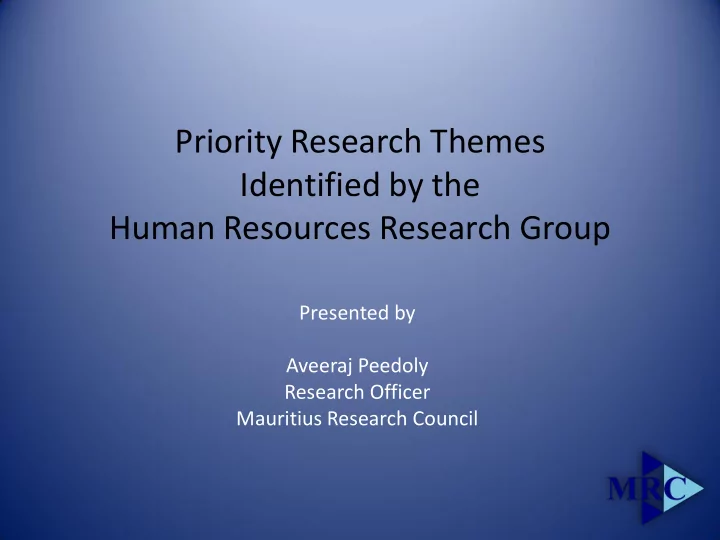 priority research themes