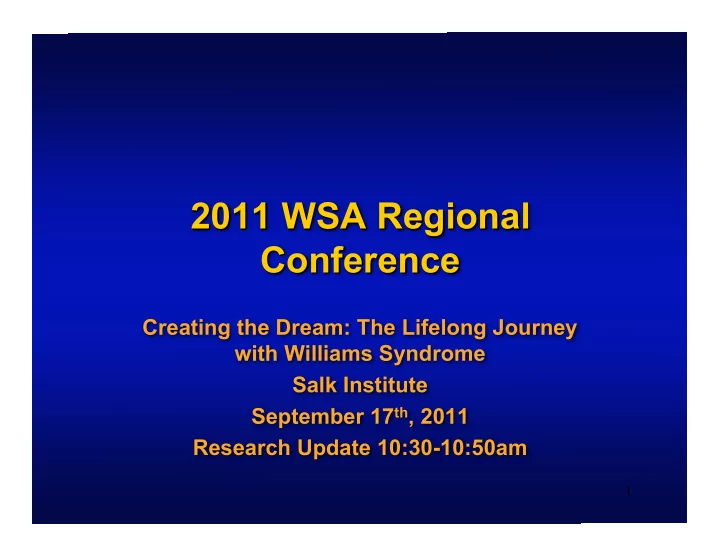 2011 wsa regional 2011 wsa regional conference conference