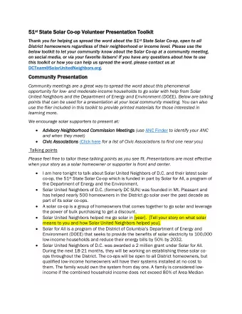 51 51 st st St  State  ate Sol  Solar  ar Co  Co-op V  op Vol  olunteer  teer Pres  Presen  entat