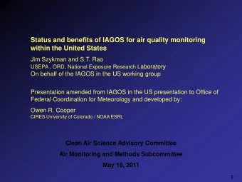 Status and benefits of IAGOS for air quality monitoring  within the United States  Jim Szykman and