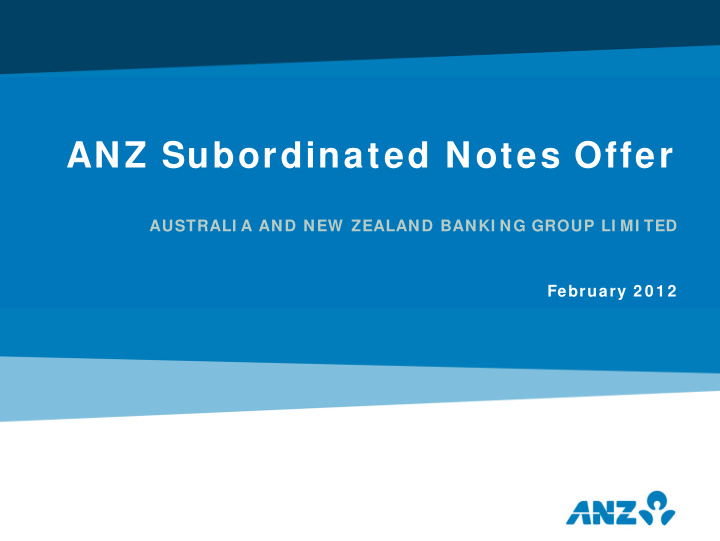 anz subordinated notes offer