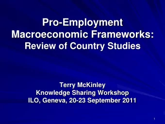 Macroeconomic Frameworks:  Review of Country Studies  Terry McKinley  Knowledge Sharing Workshop