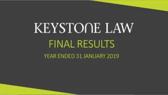 FINAL RESULTS  YEAR ENDED 31 JANUARY 2019  2  DISCLAIMER  This presentation has been prepared by