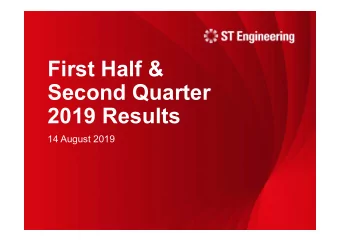 First Half &amp;  Second Quarter  2019 Results  14 August 2019  Agenda   Group Highlights