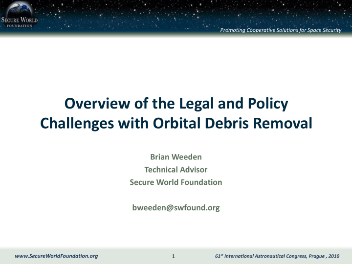 overview of the legal and policy challenges with orbital