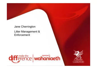 Jane Cherrington  Litter Management &amp;  Enforcement  Approach to litter   Neighbourhood