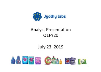 Analyst Presentation  Q1FY20  July 23, 2019  1  Index  About Us  Our New Identity  Market