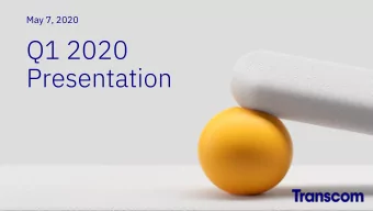 Q1 2020  Presentation  Todays presenter  Jonas Dahlberg  President &amp; Chief Executive Officer