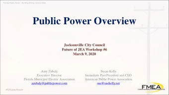 Public Power Overview  Jacksonville City Council  Future of JEA Workshop #6  March 9, 2020  Amy