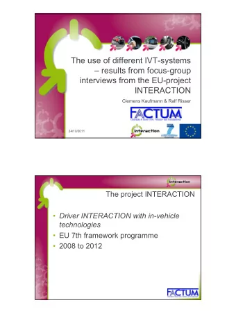 The use of different IVT-systems   results from focus-group  interviews from the EU-project