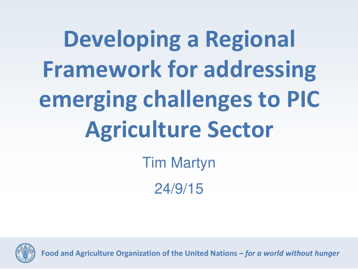 developing a regional framework for addressing emerging