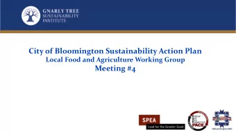 City of Bloomington Sustainability Action Plan  Local Food and Agriculture