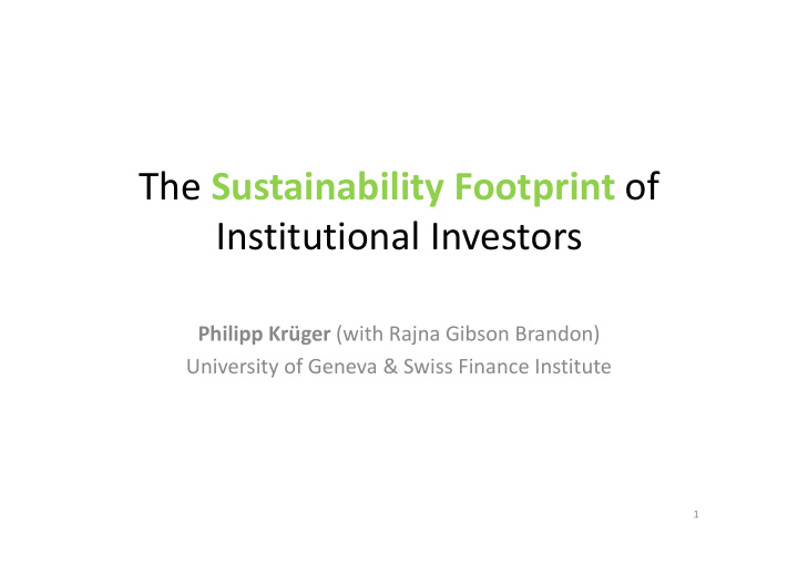 the sustainability footprint of institutional investors