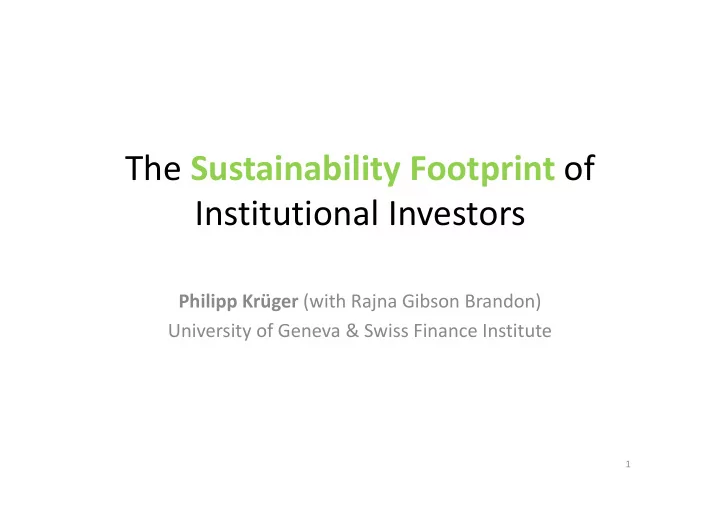 the sustainability footprint of institutional investors