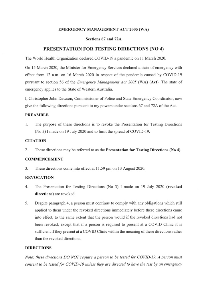 presentation for testing directions no 4