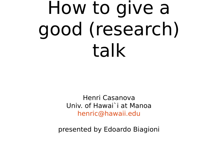 how to give a good research talk