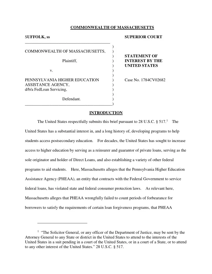commonwealth of massachusetts s uffolk ss superior court