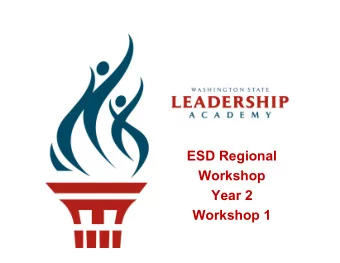 ESD Regional  Workshop  Year 2  Workshop 1 WSLA Year 2 u u Workshop 1  WSLA Curriculum