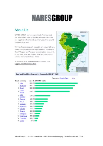About Us  NARES GROUP is an emergent South American food  and agribusiness trading company,