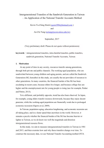 Intergenerational Transfers of the Sandwich Generation in Taiwan   An Application of the