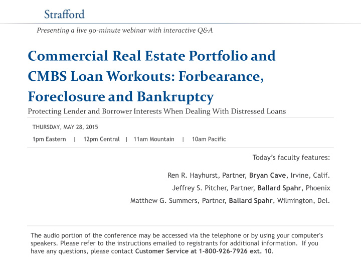 commercial real estate portfolio and cmbs loan workouts