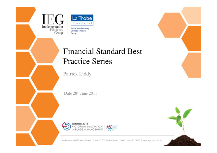 financial standard best practice series