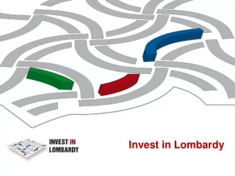 Invest in Lombardy  Lombardy at a glance  Almost one quarter of Italys total GDP