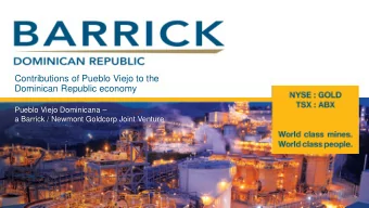 Contributions of Pueblo Viejo to the  Dominican Republic economy  Pueblo Viejo Dominicana   a