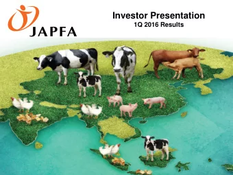 Investor Presentation  1Q 2016 Results  Agenda  Company Overview  1  2  Financial Highlights  3