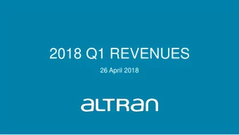 2018 Q1 REVENUES  26 April 2018  Disclaimer  This presentation contains forward-looking