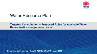 Water Resource Plan Targeted Consultation  Proposed Rules for Available Water Determinations (