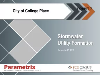 Stormwater  Utility Formation  September 25, 2018  Utility Formation  Regulatory Driver: