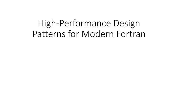 patterns for modern fortran