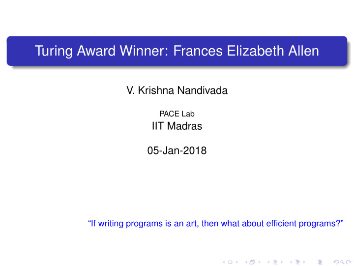 turing award winner frances elizabeth allen