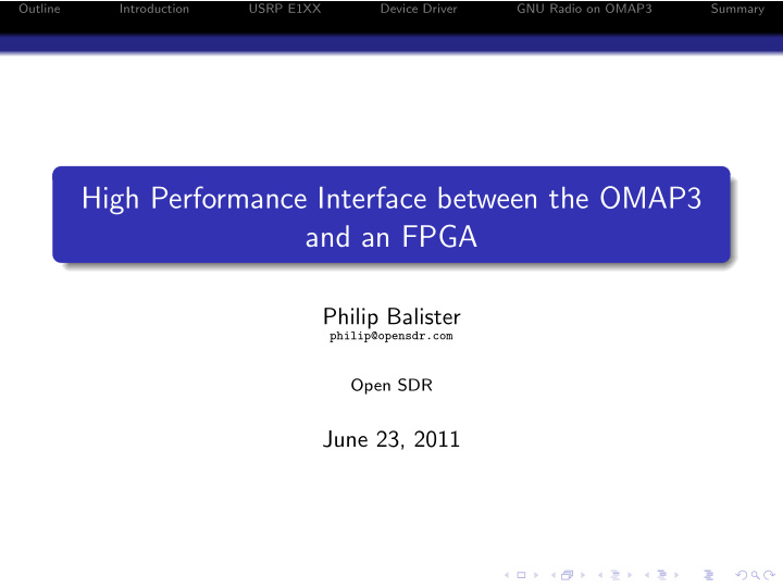 high performance interface between the omap3 and an fpga