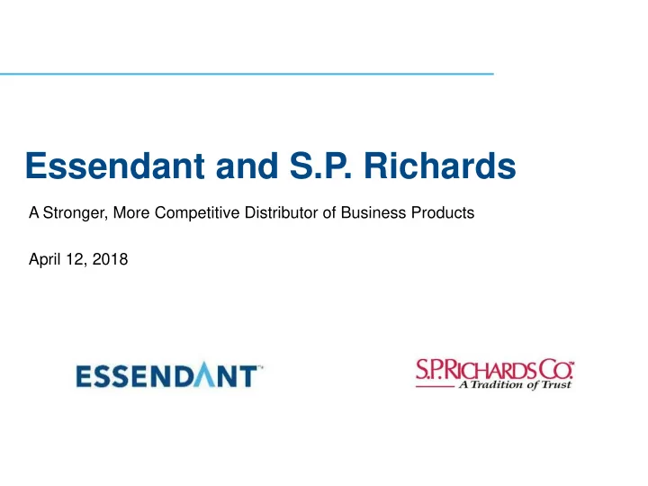 essendant and s p richards