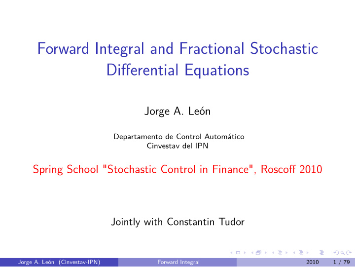 forward integral and fractional stochastic differential