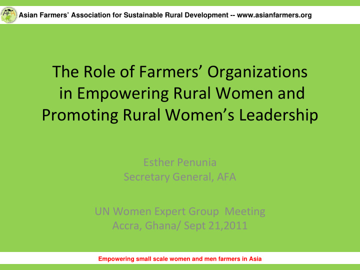 asian farmers association for sustainable rural