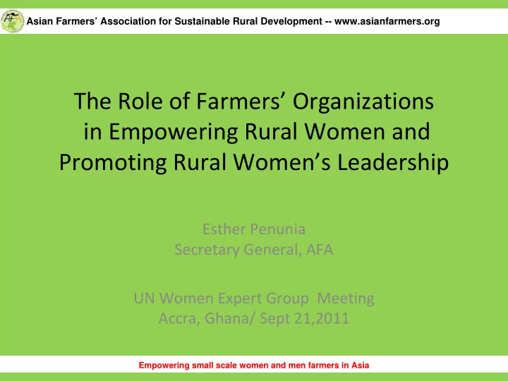 asian farmers association for sustainable rural
