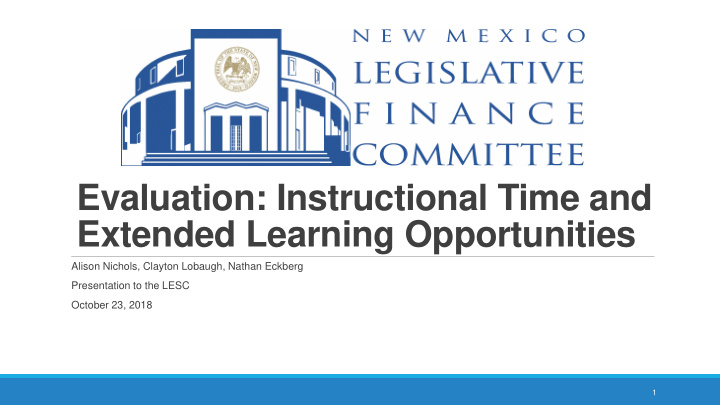evaluation instructional time and extended learning